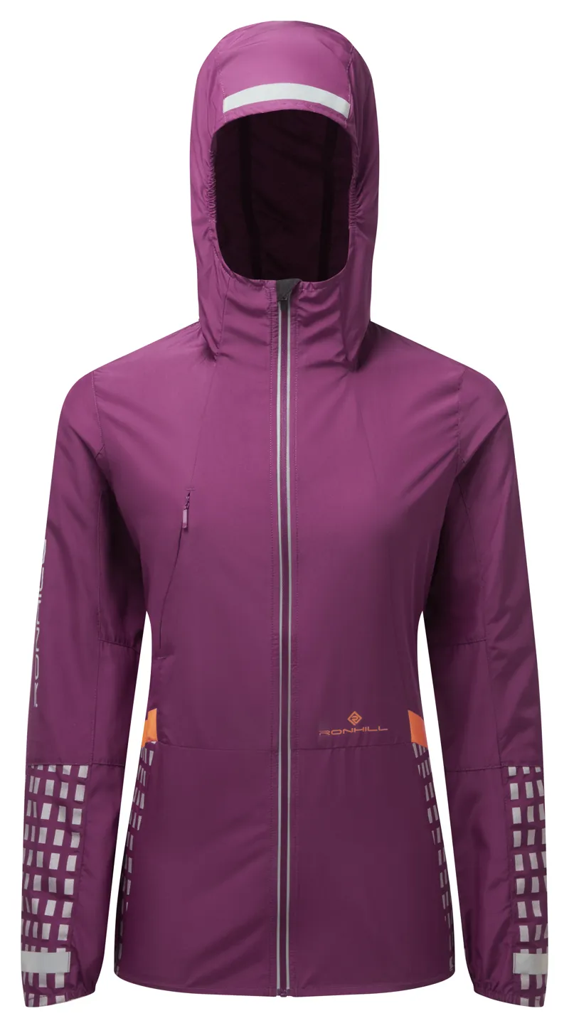 Ronhill Tech Afterhours Women's Running Jacket in Grape/Mango/Reflect